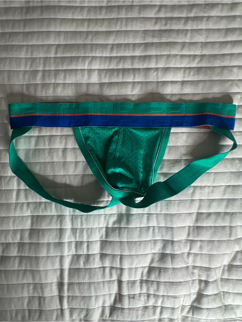 CODE 22 Men's Teal Athletic Swim Jockstrap with Contrast Waistband
